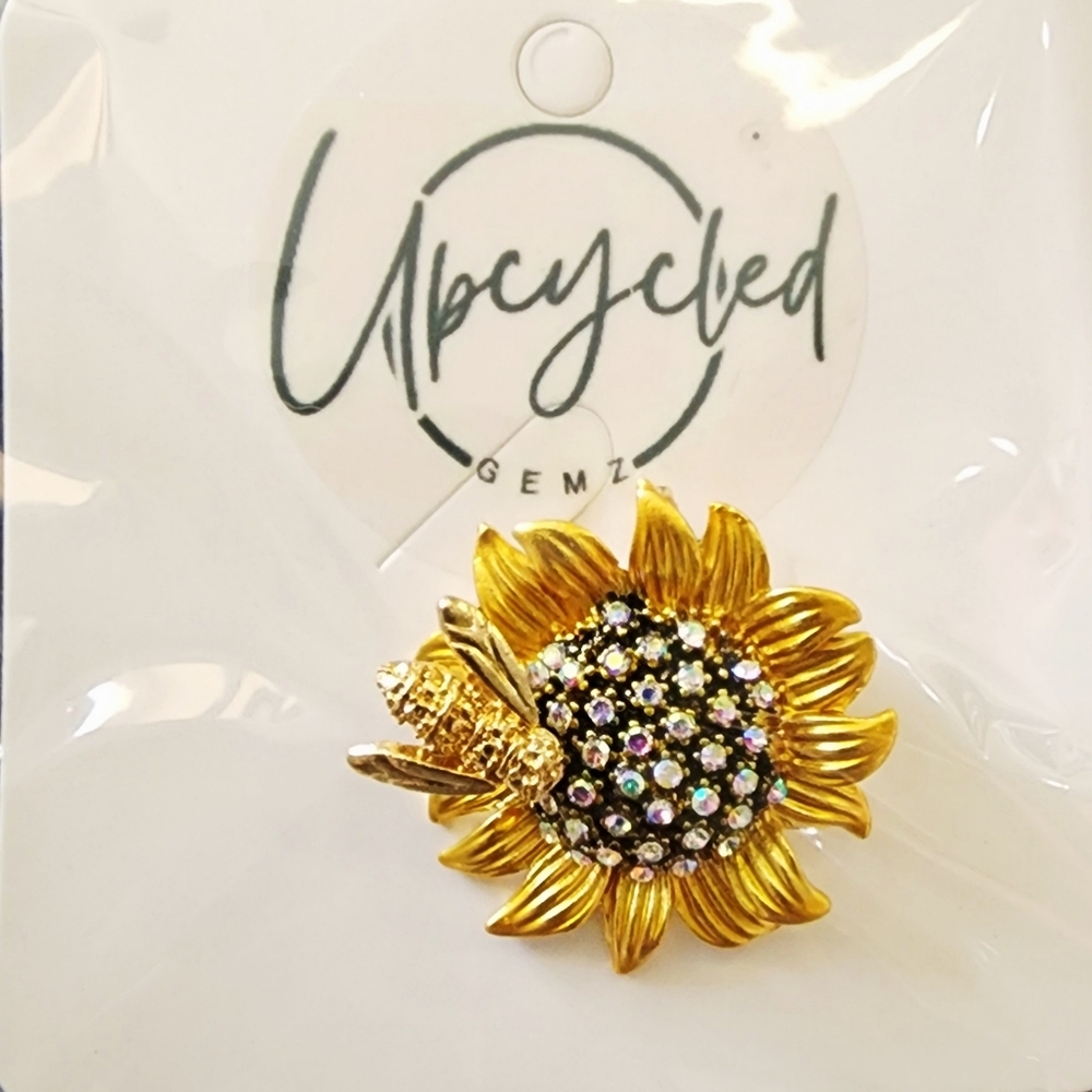 2FOR$30 - Sunflower Rhinestone Bling Brooch
